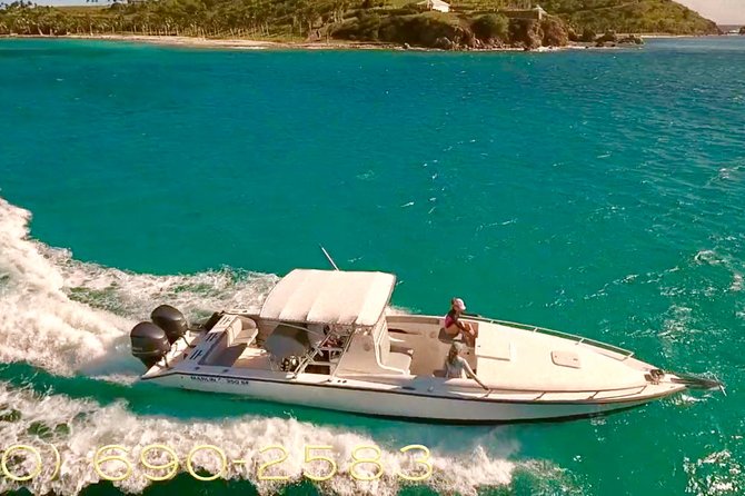 Caribbean Blue Charters - Full Day Boat Charter - 35' Marlin Power Boat - The Baths and other big-name shore stops: when boat access is the advantage